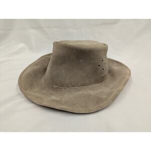 Walkabout Real Suede Leather Hat Sz S Made in Australia Aussie Cowboy Tan Beige